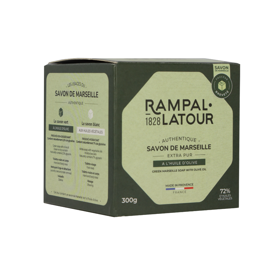 Savon de Marseille cube 300g, vert en étui