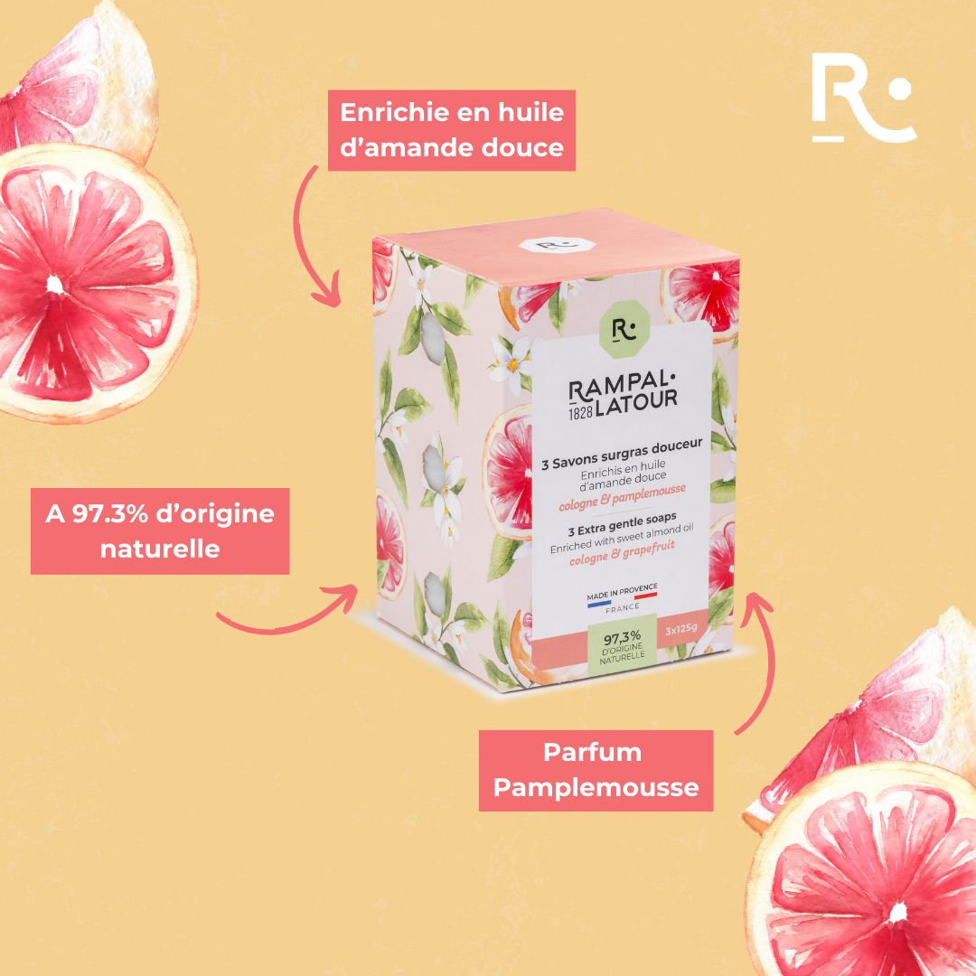 Savon surgras Cologne Pamplemousse 3x125g