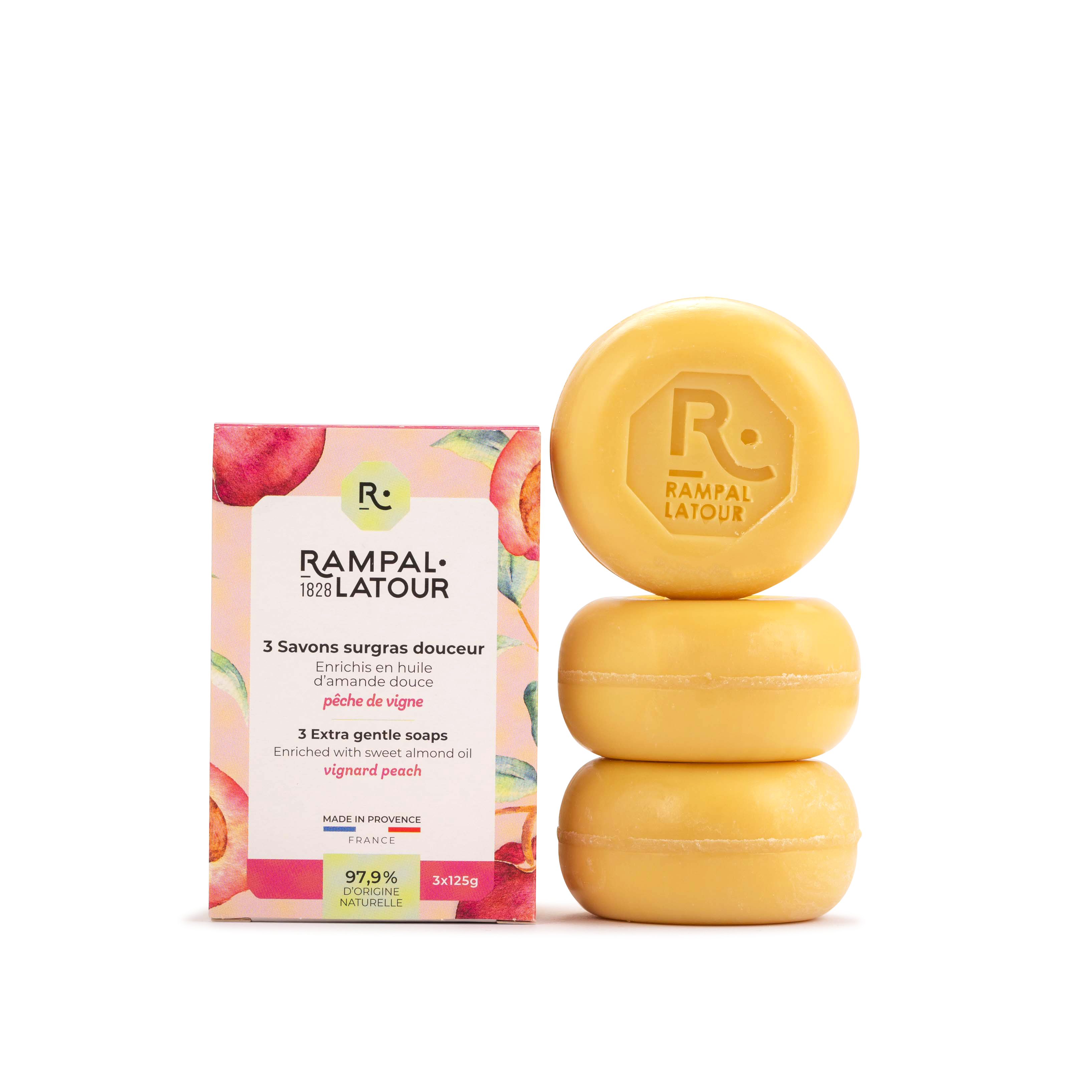 Savon surgras Pêche de vigne 3x125g