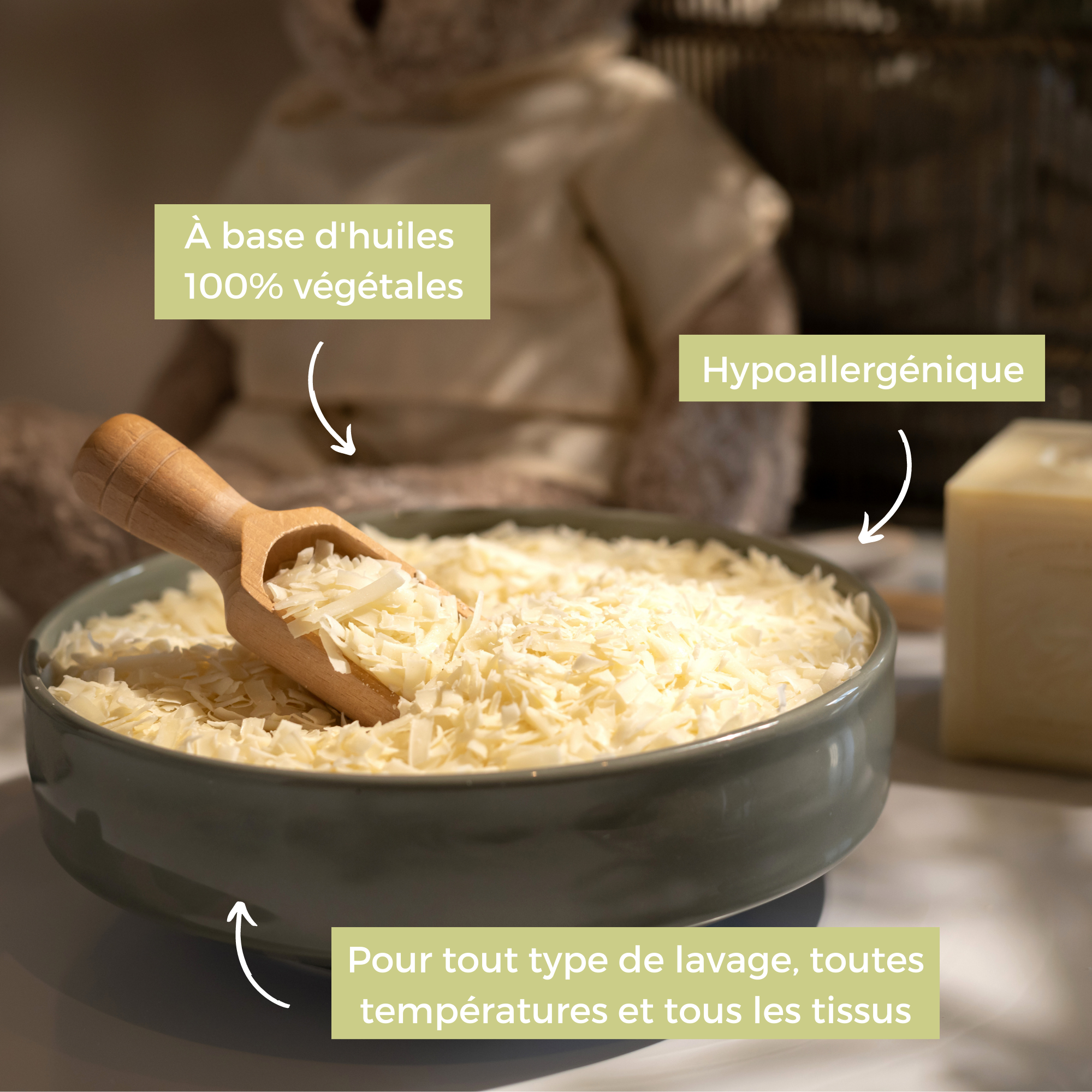 Copeaux de savon de Marseille aux huiles végétales pour le linge 1,5kg - Ecodétergent