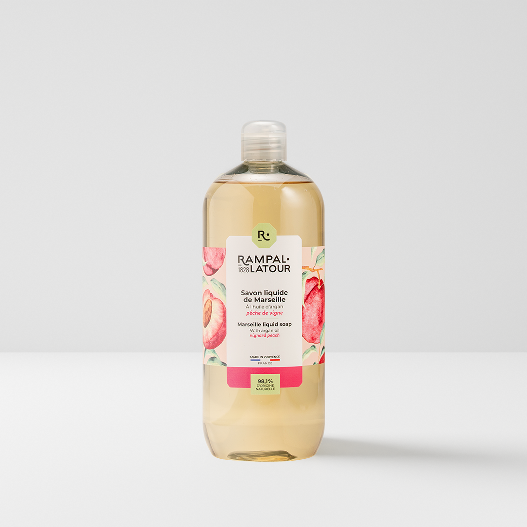 Set of Marseille liquid soap with peach scent + refill