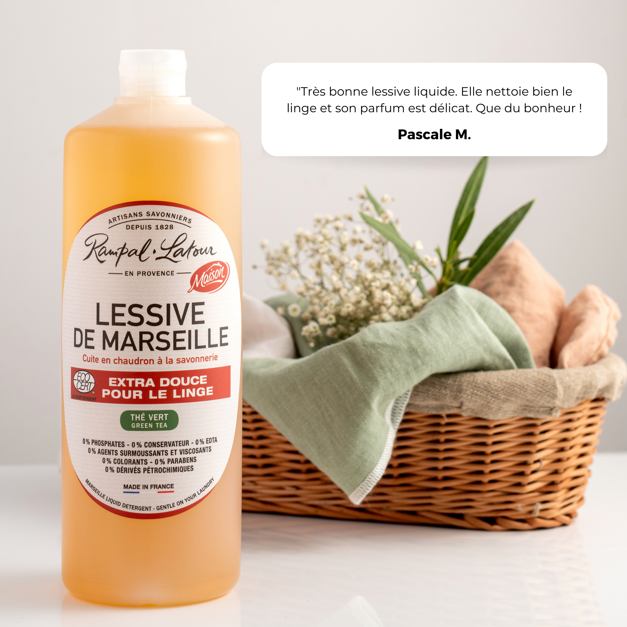Marseille liquid detergent Green tea 1L - Ecodetergent