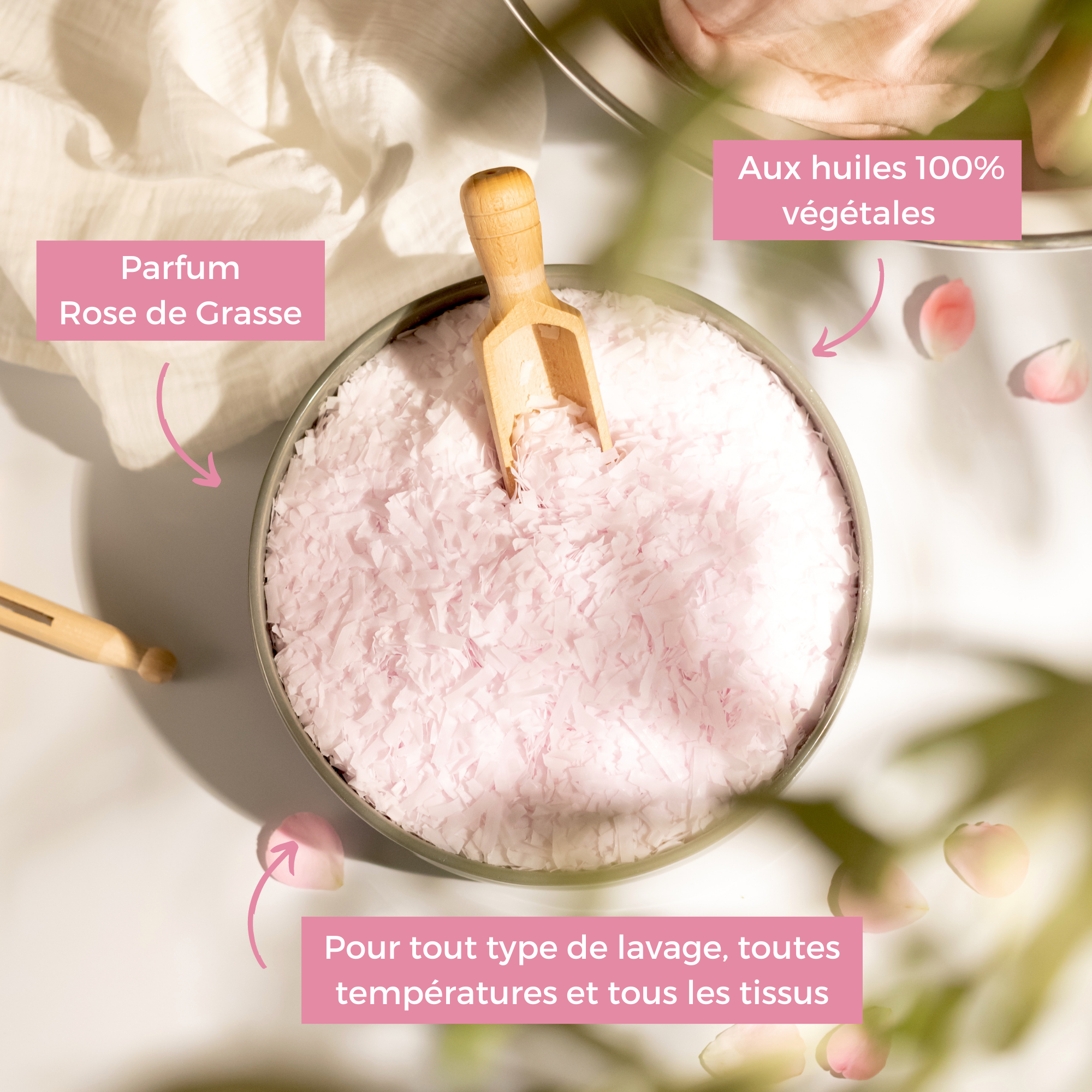 Paillettes de savon pur pour le linge Rose de Grasse 1,5kg