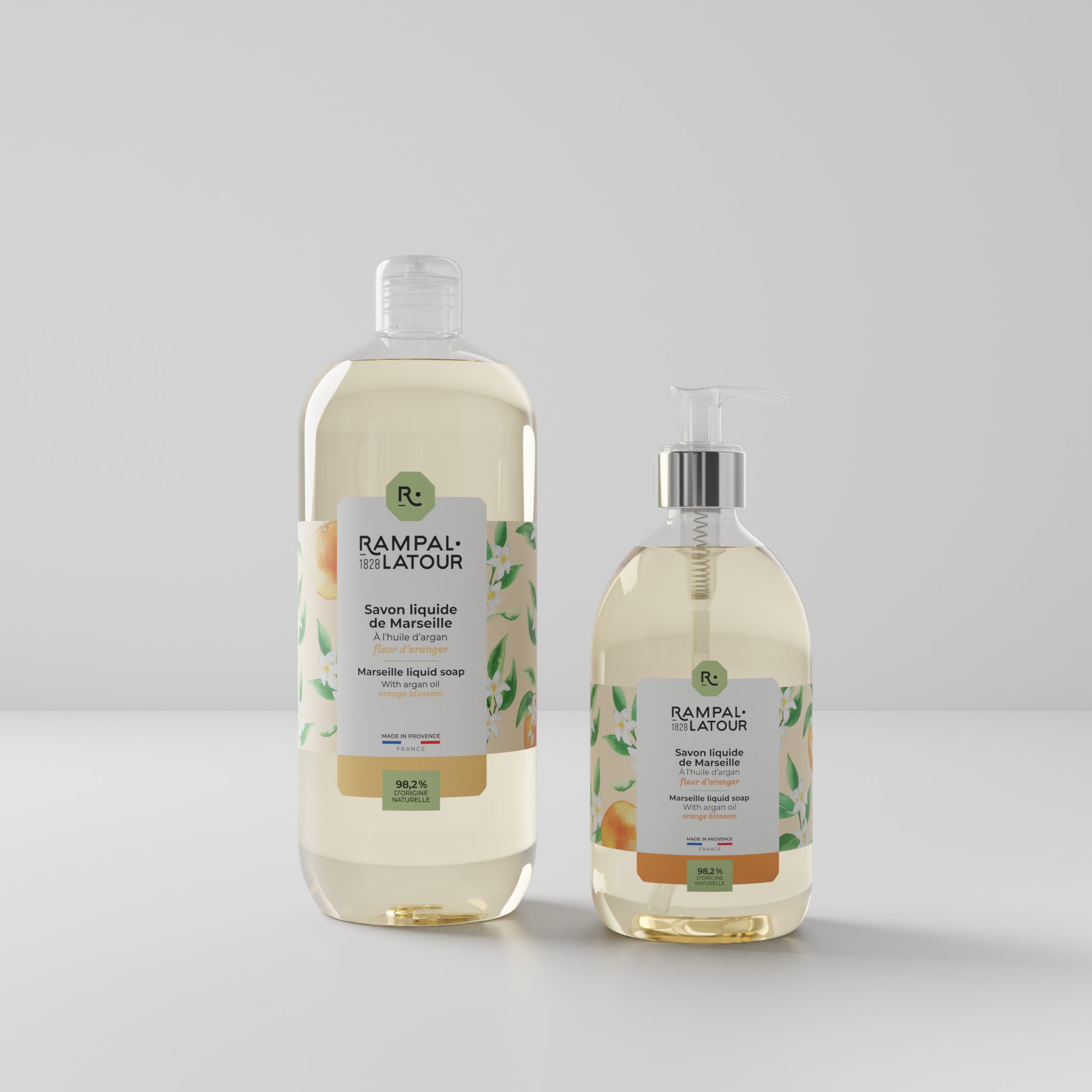 Set of Marseille liquid soap with orange blossom + refill