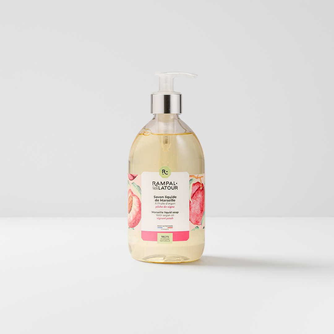 Set of Marseille liquid soap with peach scent + refill