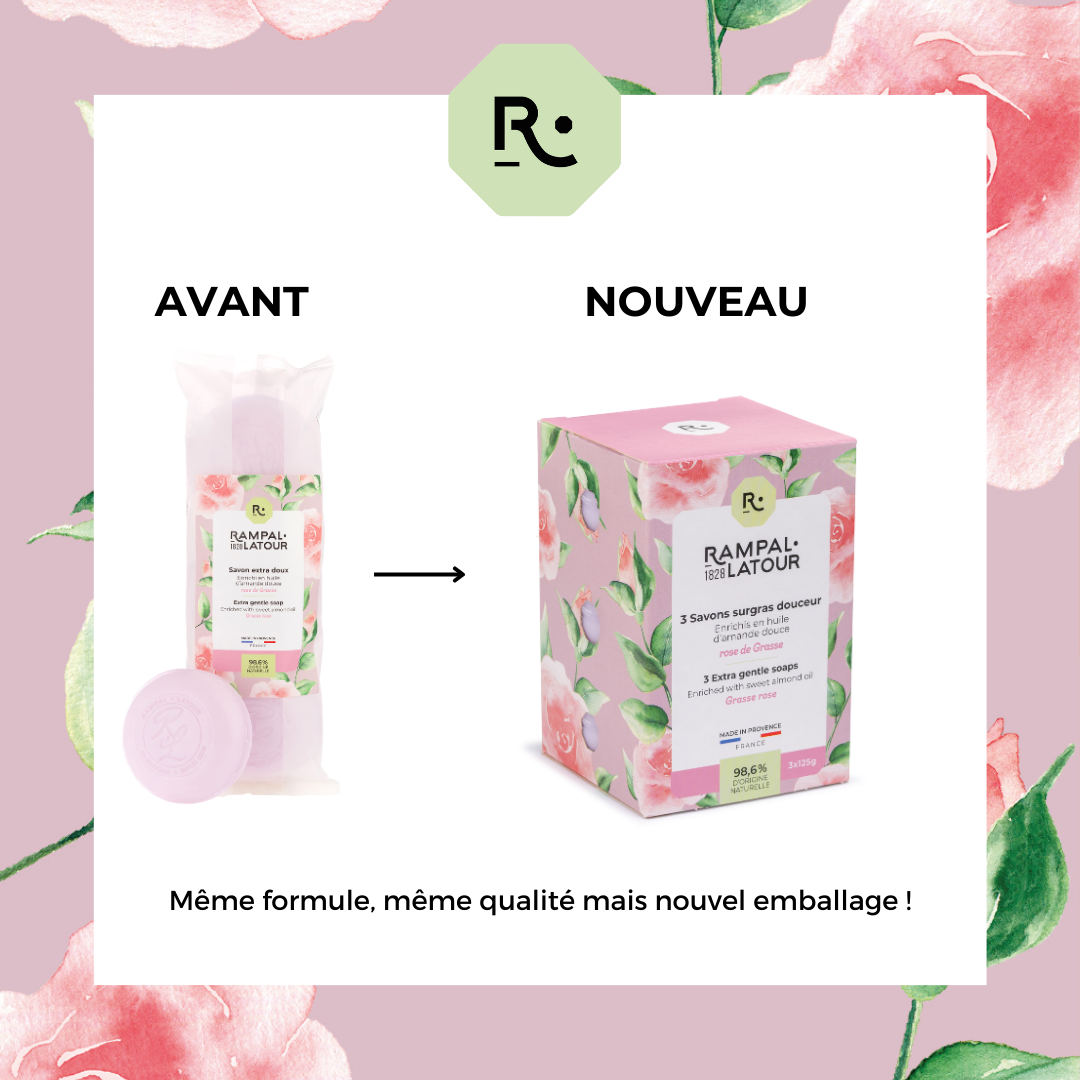 Grasse Rose Superfat Soap 3x125g