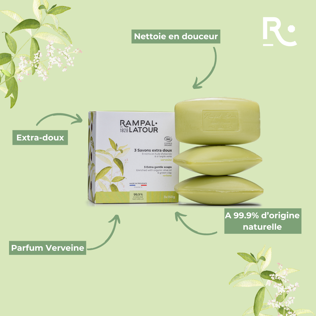 Savons surgras certifiés bio Verveine 3x150g - Cosmos Organic