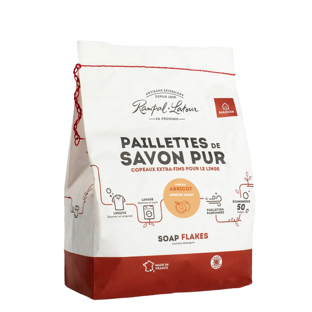 Paillettes de savon pur pour le linge Abricot 750g, certifiées écocert