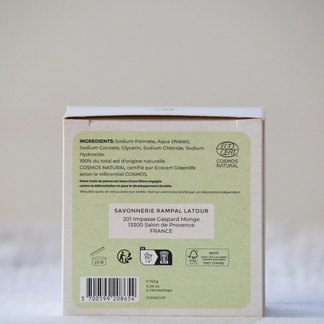 Savon de Marseille carré 150g, blanc en étui