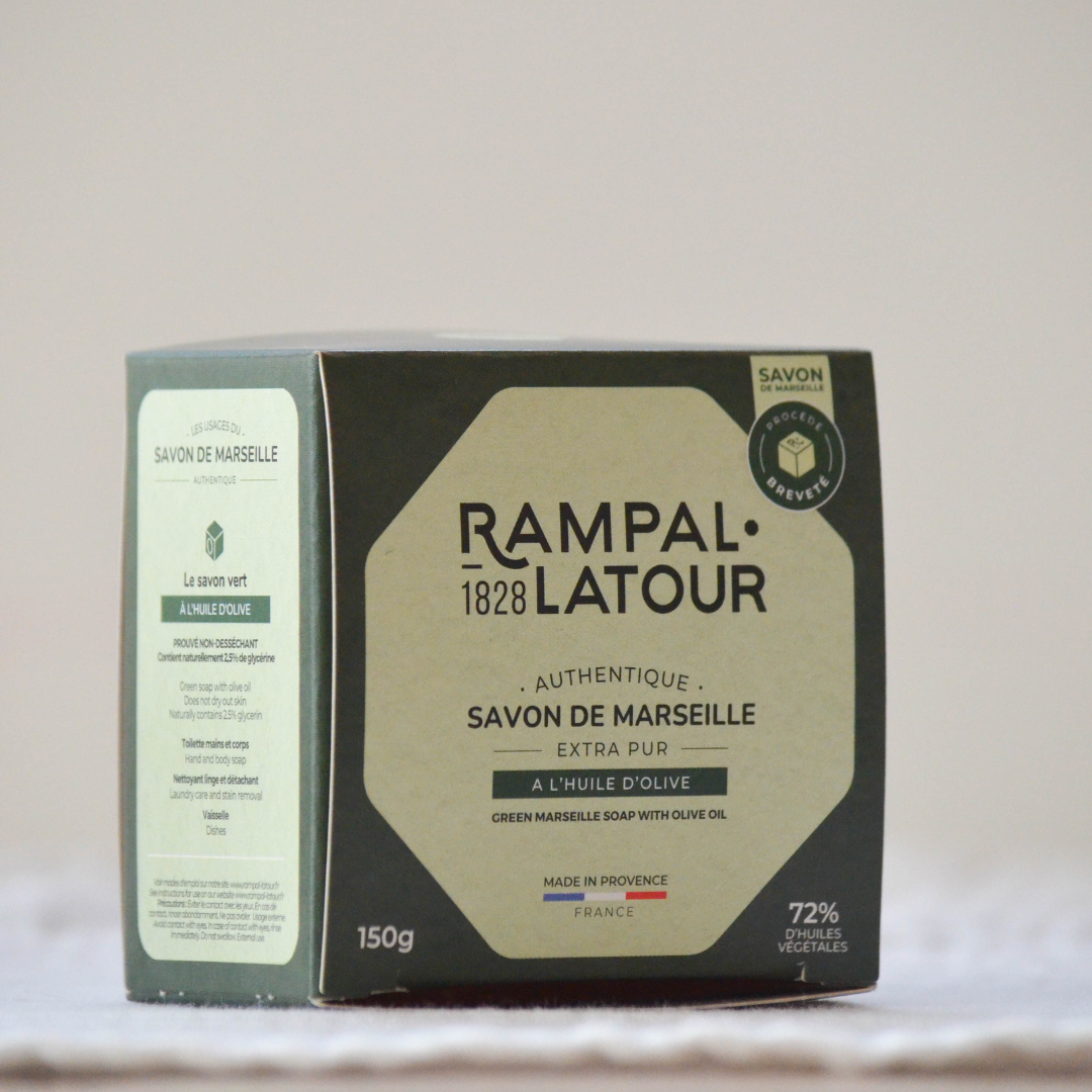 Savon de Marseille carré 150g, vert en étui