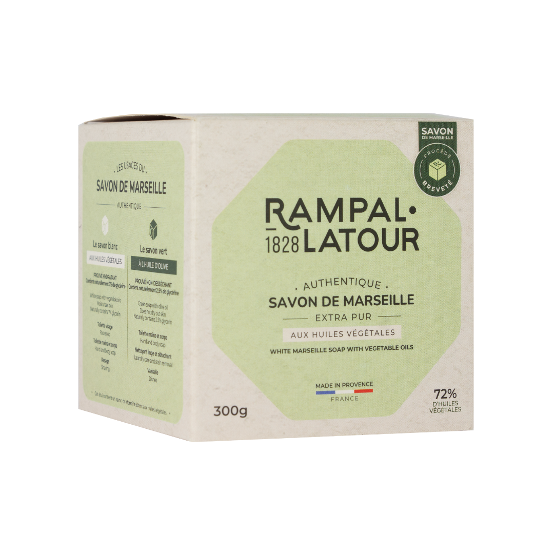 Savon de Marseille cube 300g, blanc en étui