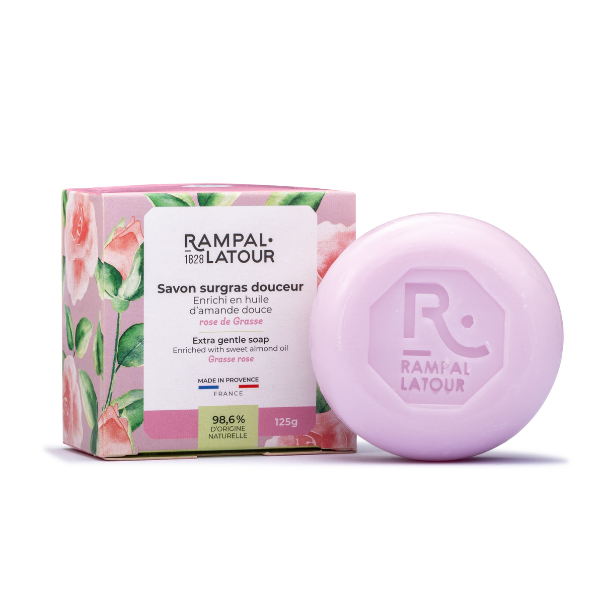Savon Artisanal Surgras "Le Rosissime" - Parfum Rose De Grasse - Ingrédients 100% Naturels - Fabriqué En France