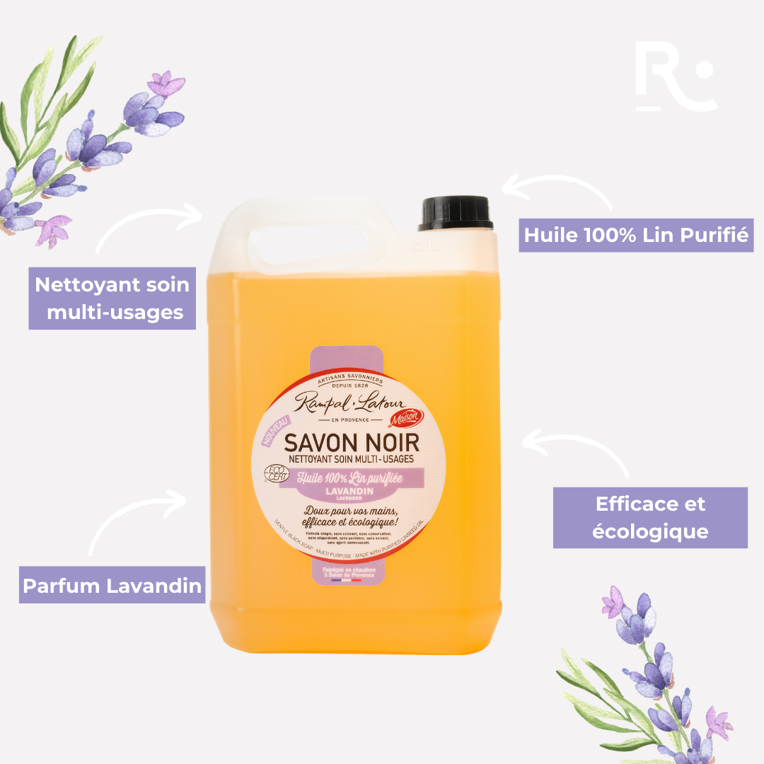 Savon noir à l'huile de lin Lavandin 5L - Ecodétergent