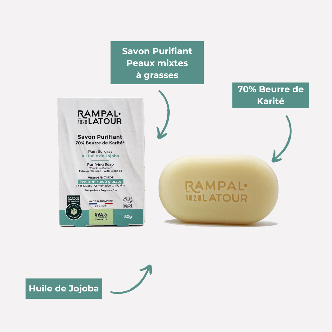 Certified organic purifying Marseille soap, 80g