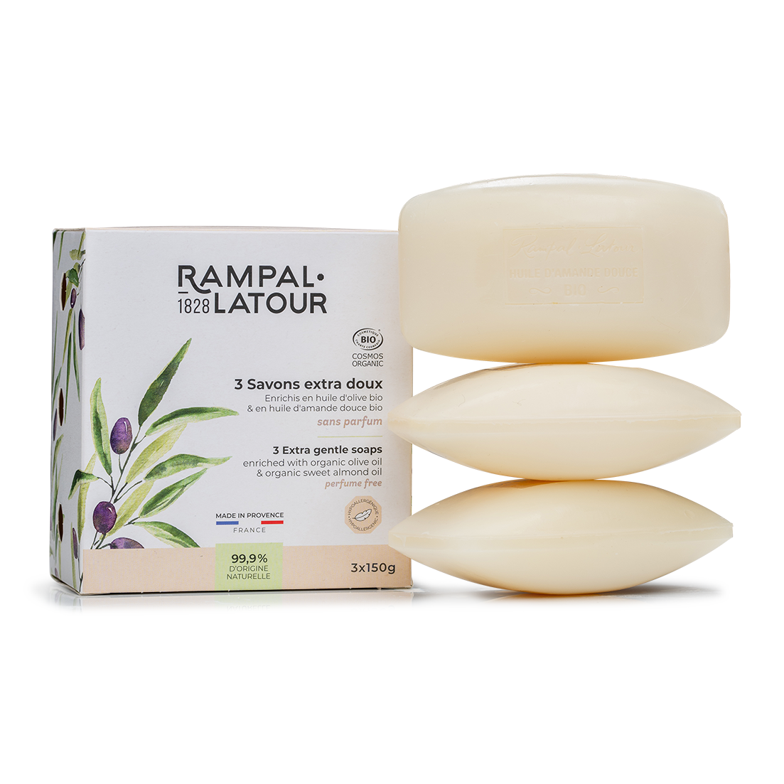 Savons surgras certifiés bio Hypoallergéniques 3x150g - Cosmos Organic