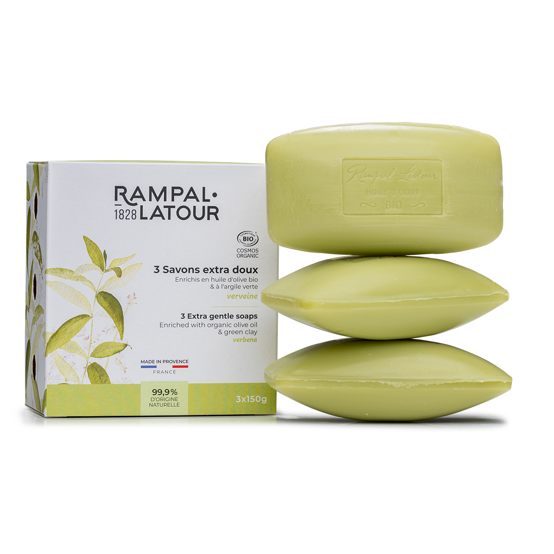 Savons surgras certifiés bio Verveine 3x150g - Cosmos Organic