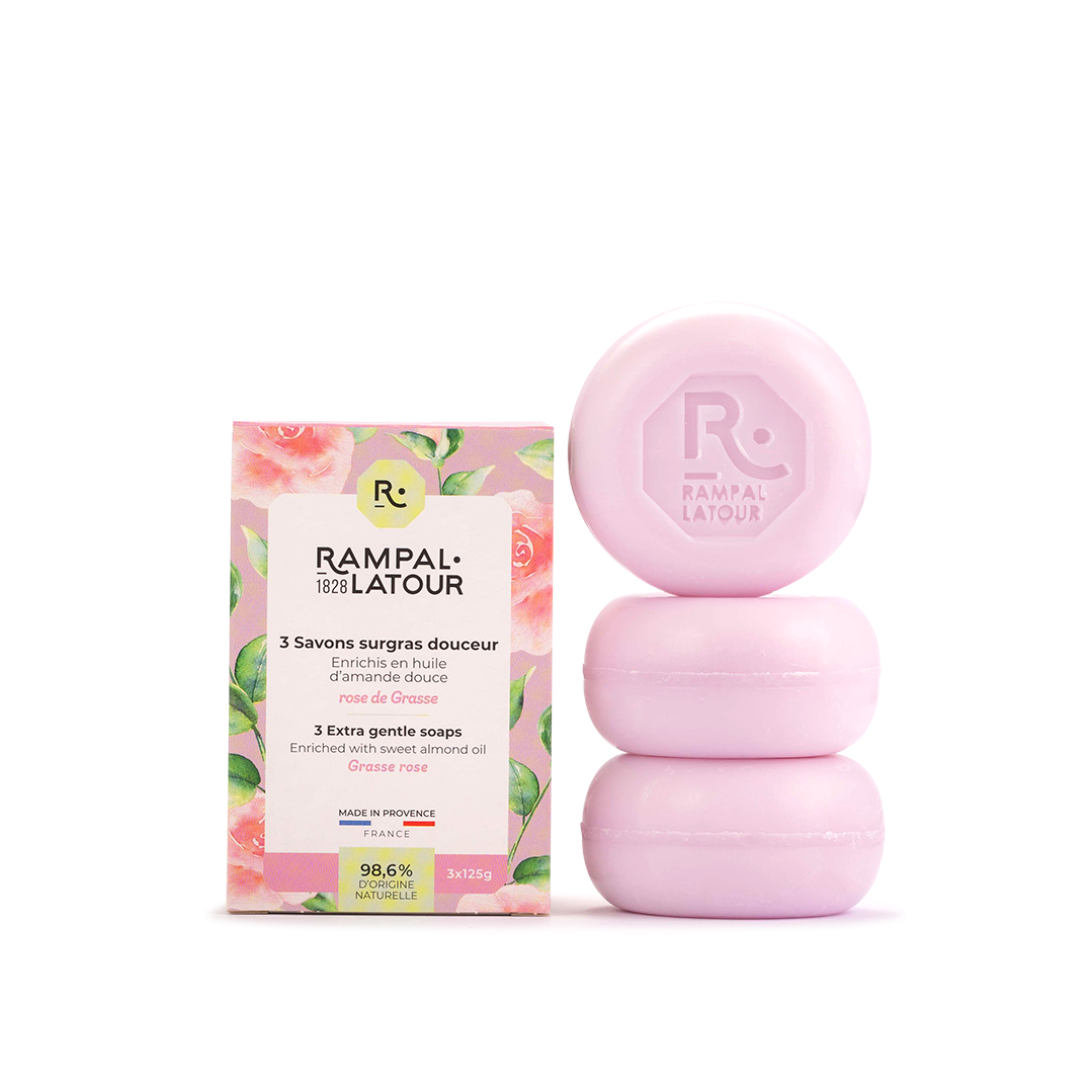 Savon surgras Rose de Grasse 3x125g