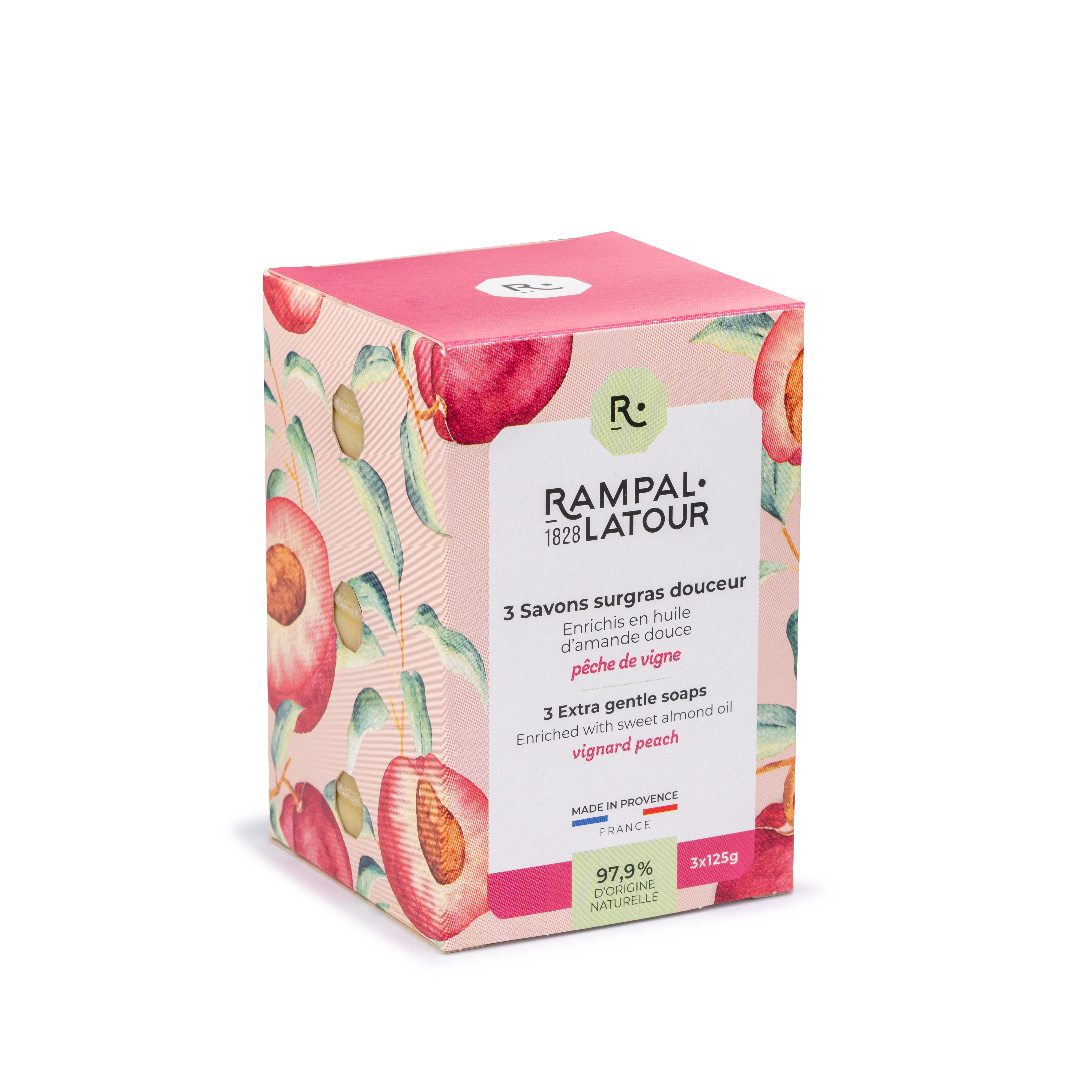 Savon surgras Pêche de vigne 3x125g