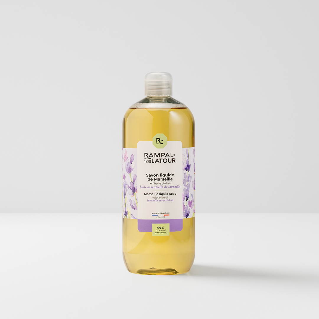Set of Marseille liquid soap with lavender and refill
