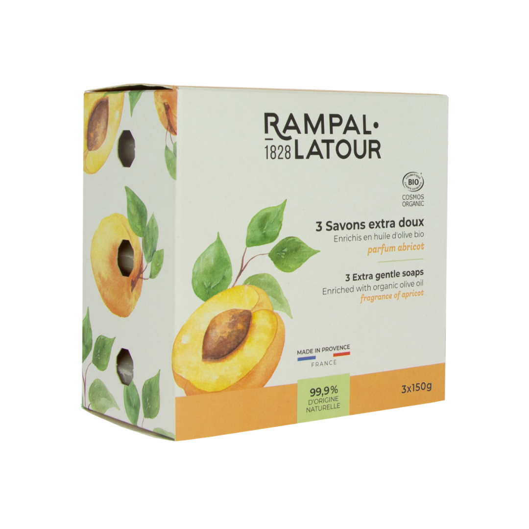 Savons surgras certifiés bio Abricot 3x150g - Cosmos Organic