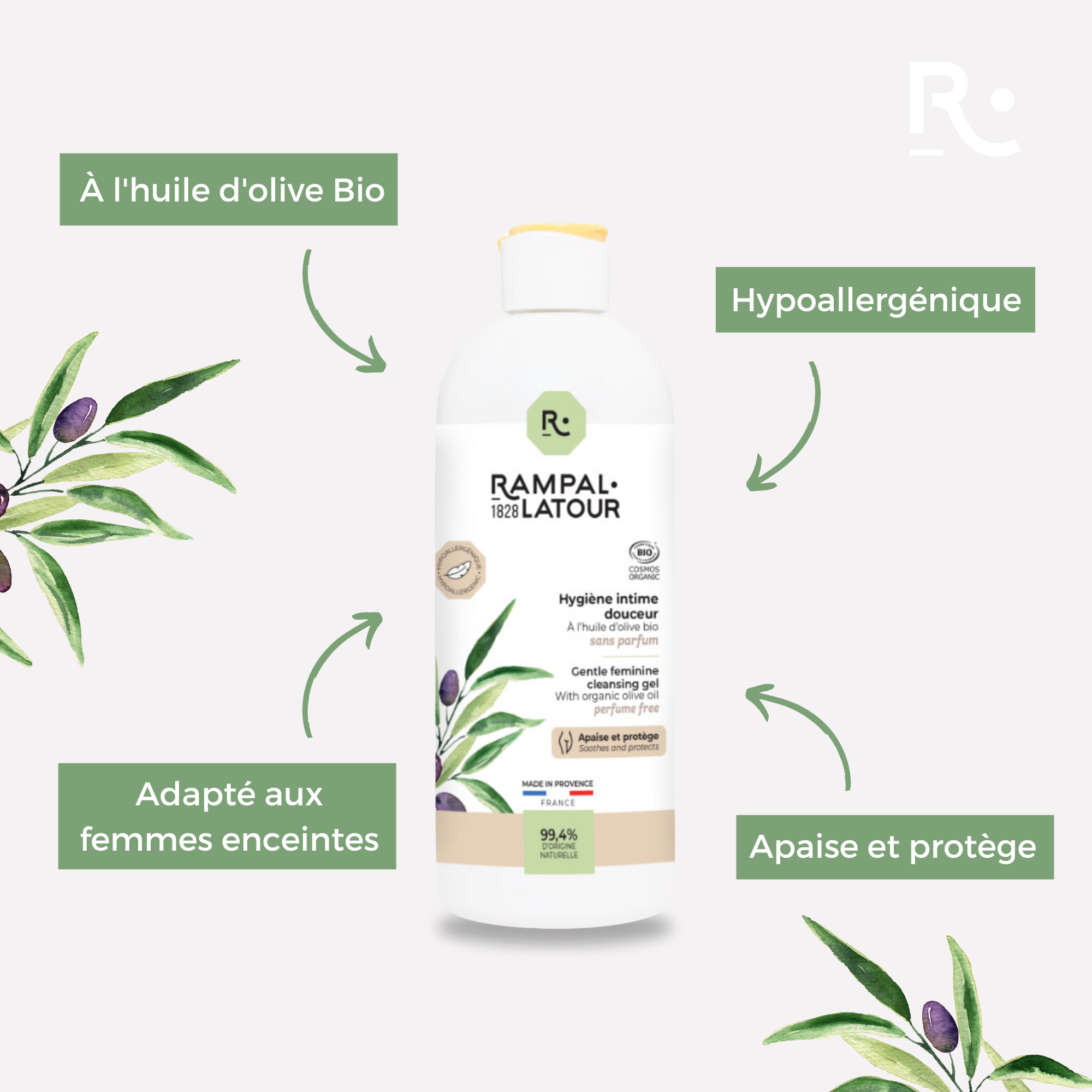 Gel hygiène intime douceur certifié bio 500ml - Cosmos Organic