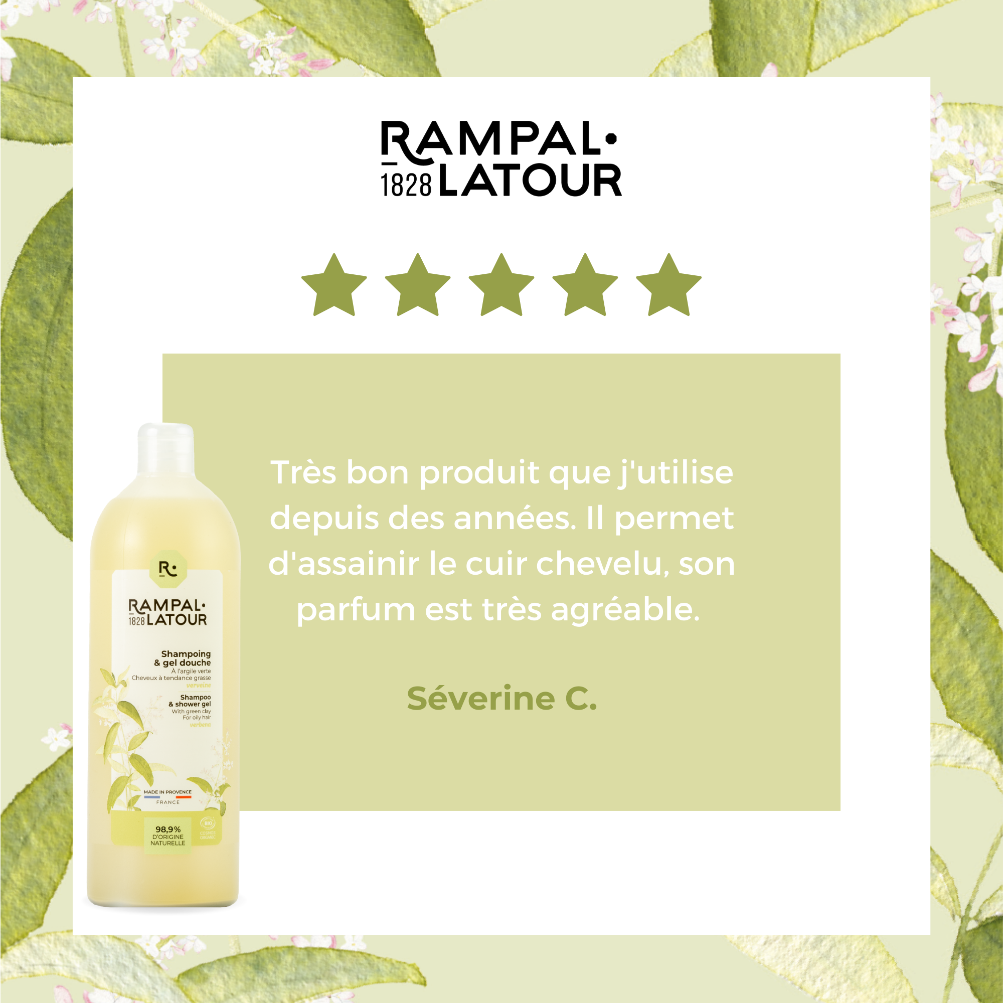 Shampoing douche certifié bio Argile-Verveine 1L - Cosmos Organic