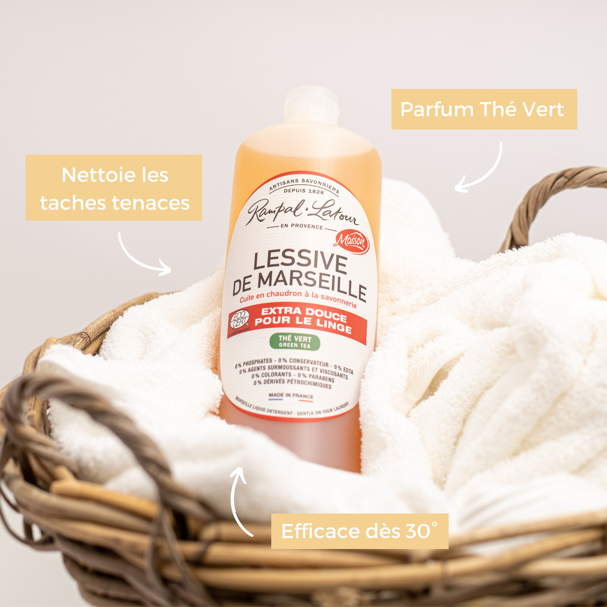 Lessive liquide de Marseille Thé vert 1L - Ecodétergent