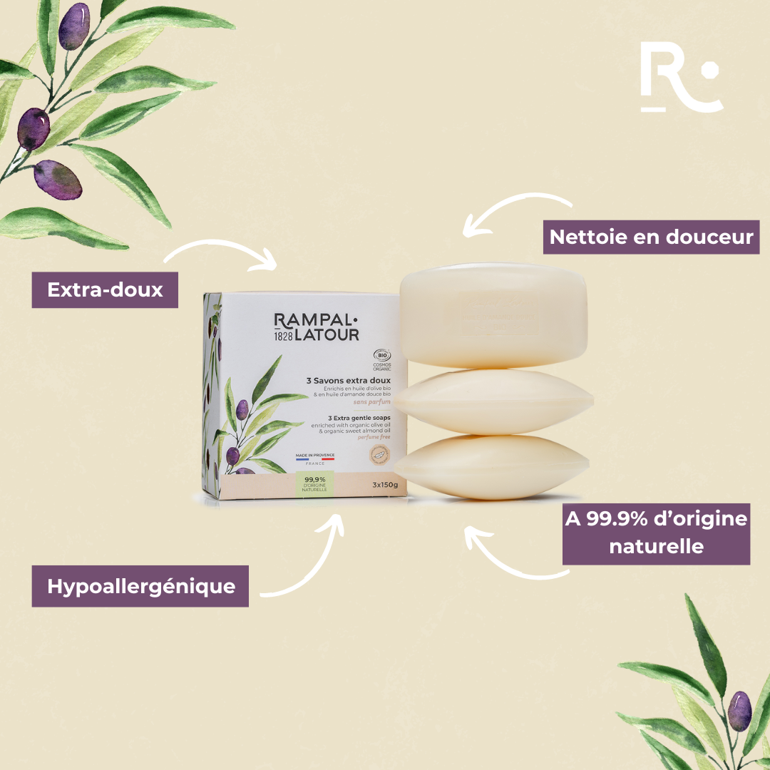 Savons surgras certifiés bio Hypoallergéniques 3x150g - Cosmos Organic