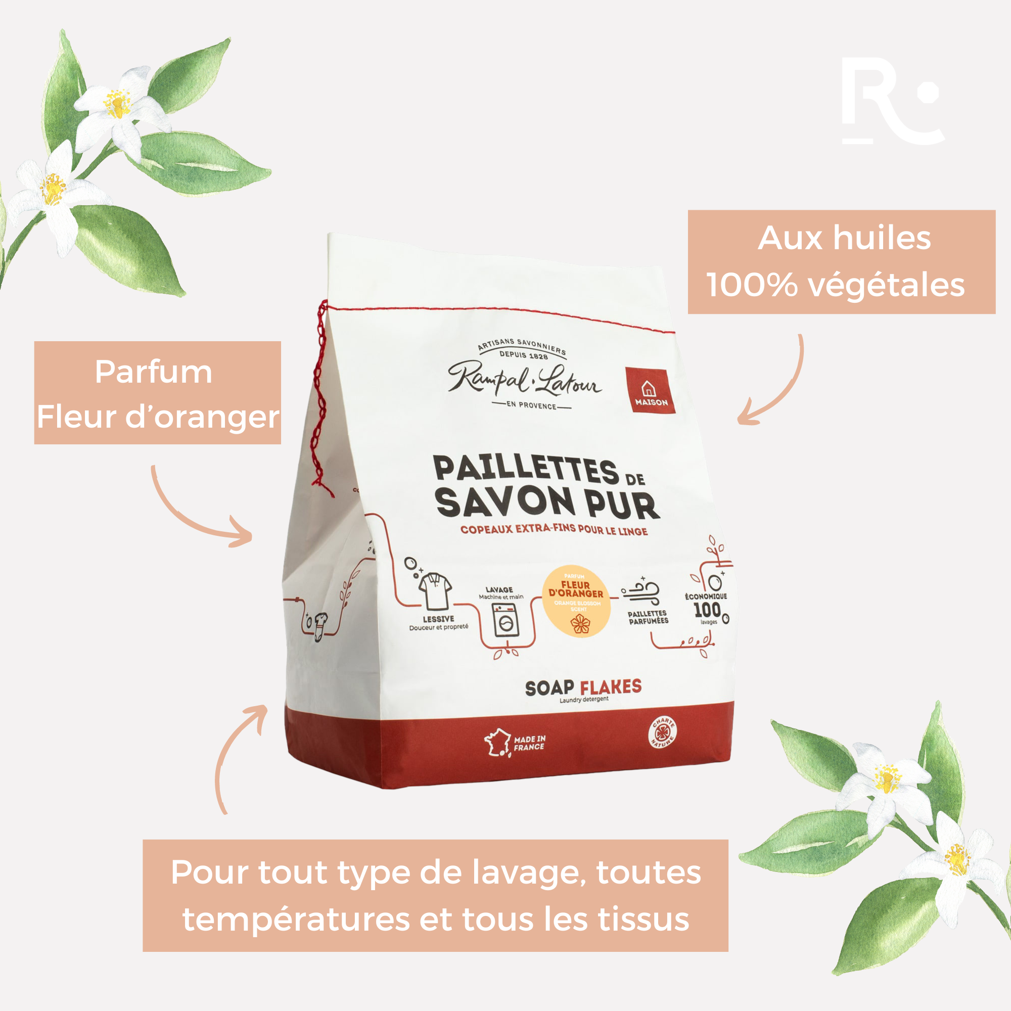 Paillettes de savon, fleur d'oranger 750g