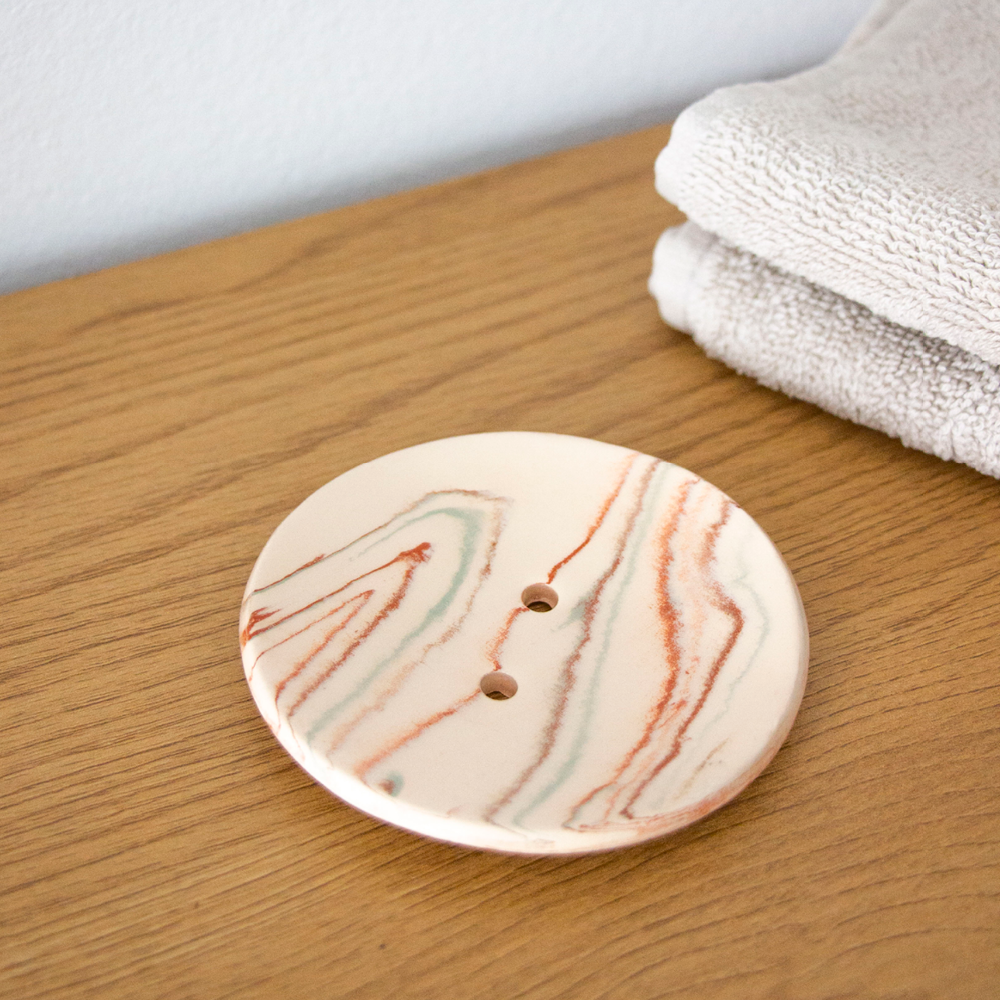 Round clay soap dish