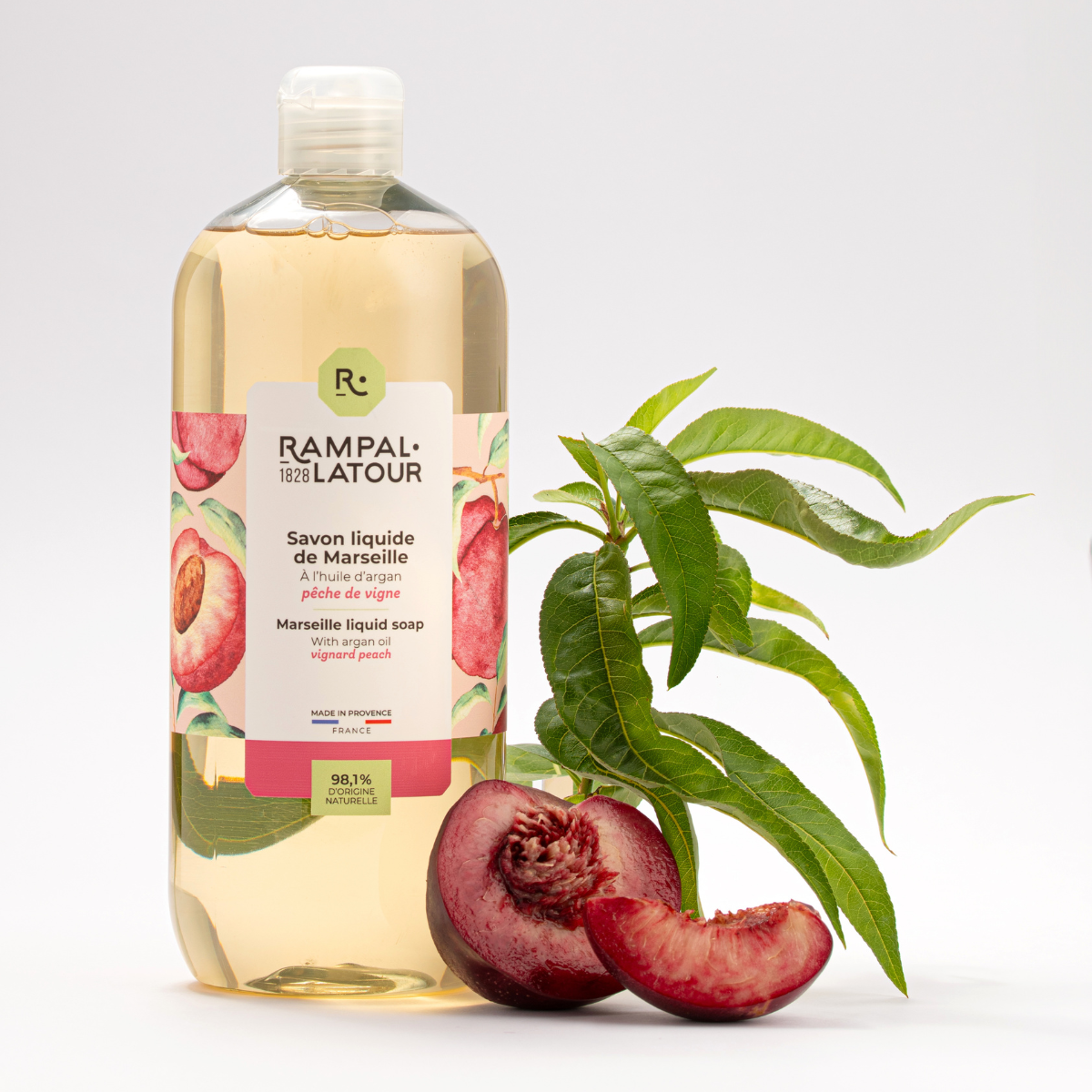 Savon liquide de Marseille Pêche de vigne 1L