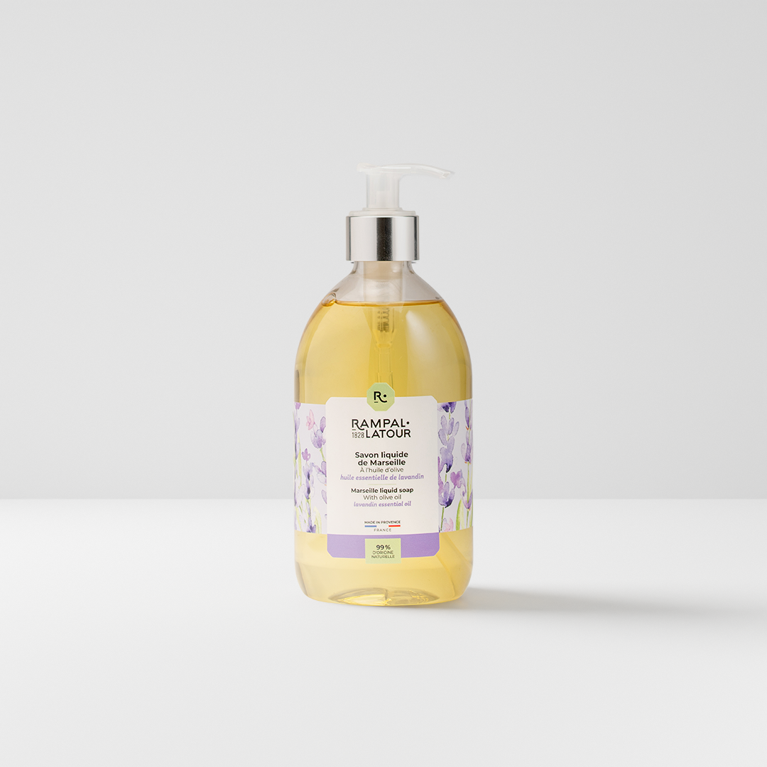 Set of Marseille liquid soap with lavender and refill