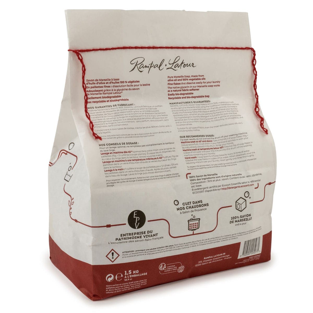 Copeaux de savon de Marseille à l'huile d'olive pour le linge 1,5kg - Ecodétergent